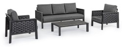 Casa Padrino set di mobili da giardino di lusso antracite - 1 Divano da Giardino e 2 Poltrone da Giardino e 1 Tavolo da Giardino - Mobili da giardino e da terrazza di lusso - Qualità di Lusso