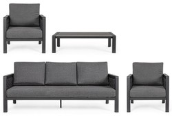 Casa Padrino set di mobili da giardino di lusso antracite - 1 Divano da Giardino e 2 Poltrone da Giardino e 1 Tavolo da Giardino - Mobili da giardino e da terrazza di lusso - Qualità di Lusso
