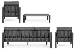 Casa Padrino set di mobili da giardino di lusso antracite - 1 Divano da Giardino e 2 Poltrone da Giardino e 1 Tavolo da Giardino - Mobili da giardino e da terrazza di lusso - Qualità di Lusso