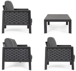Casa Padrino set di mobili da giardino di lusso antracite - 1 Divano da Giardino e 2 Poltrone da Giardino e 1 Tavolo da Giardino - Mobili da giardino e da terrazza di lusso - Qualità di Lusso