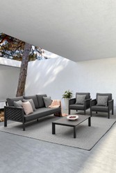 Casa Padrino set di mobili da giardino di lusso antracite - 1 Divano da Giardino e 2 Poltrone da Giardino e 1 Tavolo da Giardino - Mobili da giardino e da terrazza di lusso - Qualità di Lusso