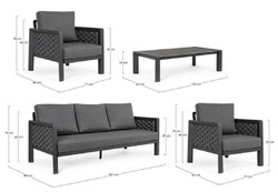Casa Padrino set di mobili da giardino di lusso antracite - 1 Divano da Giardino e 2 Poltrone da Giardino e 1 Tavolo da Giardino - Mobili da giardino e da terrazza di lusso - Qualità di Lusso