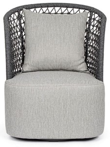Casa Padrino Luxus Gartensessel mit Kissen Grau / Anthrazit 77 x 81 x H. 93 cm - Wetterbeständiger Garten & Terrassen Sessel - Garten & Terrassen Möbel - Luxus Qualität