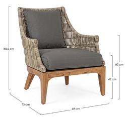 Luxus Garten Terrassen Sessel Grau Naturfarben Braun Luxury Garden Patio Armchair Gray Natural Brown
