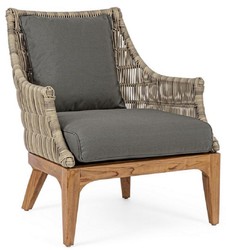 Luxus Garten Terrassen Sessel Grau Naturfarben Braun Luxury Garden Patio Armchair Gray Natural Brown