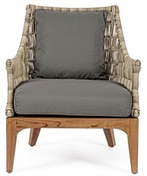 Luxus Garten Terrassen Sessel Grau Naturfarben Braun Luxury Garden Patio Armchair Gray Natural Brown