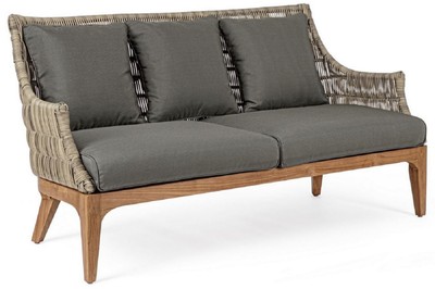 Luxus Outdoor Garten Terrassen Sofa Grau Naturfarben Braun Luxury Outdoor Garden Patio Sofa Gray Natural Brown