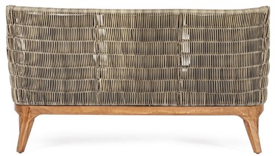 Casa Padrino Luxus Gartensofa mit Kissen Grau / Naturfarben / Braun 153 x 73 x H. 80,5 cm - Wetterbeständiges Garten & Terrassen Sofa - Garten & Terrassen Möbel - Luxus Qualität