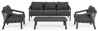 Casa Padrino Luxus Gartenmöbel Set Anthrazit - 1 Gartensofa & 2 Gartensessel & 1 Gartentisch - Moderne Luxus Garten & Terrassen Möbel - Luxus Kollektion