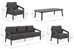 Casa Padrino set di mobili da giardino di lusso antracite - 1 Divano da Giardino e 2 Poltrone da Giardino e 1 Tavolo da Giardino - Mobili da giardino e da terrazza di lusso - Collezione di Lusso