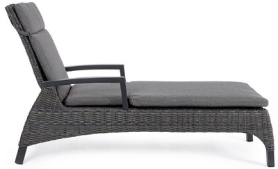 Casa Padrino Luxus Gartenliege Grau / Anthrazit 205 x 70 x H. 72-106 cm - Moderne Wetterbeständige Liege mit verstellbarer Rückenlehne und Armlehnen - Garten Hotel Pool Möbel - Luxus Qualität