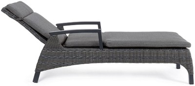 Casa Padrino Luxus Gartenliege Grau / Anthrazit 205 x 70 x H. 72-106 cm - Moderne Wetterbeständige Liege mit verstellbarer Rückenlehne und Armlehnen - Garten Hotel Pool Möbel - Luxus Qualität