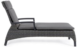Casa Padrino tumbona de jardín de lujo gris / antracita 205 x 70 x A. 72-106 cm - Moderna tumbona resistente a la intemperie con respaldo regulable y reposabrazos - Muebles de piscina de jardín