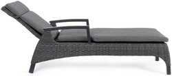 Casa Padrino tumbona de jardín de lujo gris / antracita 205 x 70 x A. 72-106 cm - Moderna tumbona resistente a la intemperie con respaldo regulable y reposabrazos - Muebles de piscina de jardín