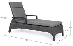 Casa Padrino tumbona de jardín de lujo gris / antracita 205 x 70 x A. 72-106 cm - Moderna tumbona resistente a la intemperie con respaldo regulable y reposabrazos - Muebles de piscina de jardín