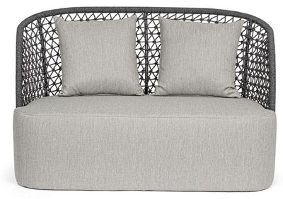 Casa Padrino Luxus Gartensofa mit Kissen Grau / Anthrazit 150 x 81 x H. 93 cm - Wetterbeständiges Garten & Terrassen Sofa - Garten & Terrassen Möbel - Luxus Qualität
