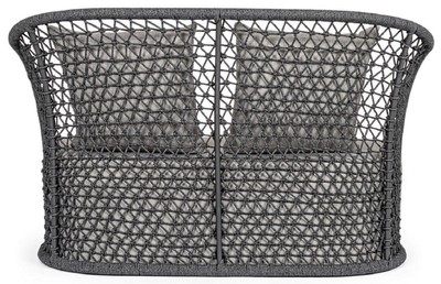Casa Padrino Luxus Gartensofa mit Kissen Grau / Anthrazit 150 x 81 x H. 93 cm - Wetterbeständiges Garten & Terrassen Sofa - Garten & Terrassen Möbel - Luxus Qualität
