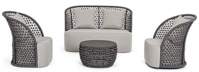 Casa Padrino Luxus Gartensofa mit Kissen Grau / Anthrazit 150 x 81 x H. 93 cm - Wetterbeständiges Garten & Terrassen Sofa - Garten & Terrassen Möbel - Luxus Qualität