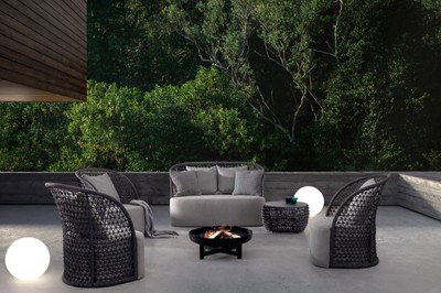 Casa Padrino Luxus Gartensofa mit Kissen Grau / Anthrazit 150 x 81 x H. 93 cm - Wetterbeständiges Garten & Terrassen Sofa - Garten & Terrassen Möbel - Luxus Qualität