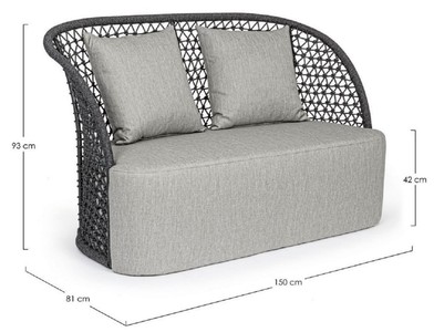 Casa Padrino Luxus Gartensofa mit Kissen Grau / Anthrazit 150 x 81 x H. 93 cm - Wetterbeständiges Garten & Terrassen Sofa - Garten & Terrassen Möbel - Luxus Qualität