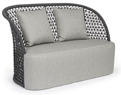 Casa Padrino sofá de jardín de lujo con cojíns gris / antracita 150 x 81 x A. 93 cm - Sofá de jardín y terraza resistente a la intemperie - Muebles de Jardín y Terraza