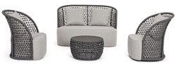 Casa Padrino sofá de jardín de lujo con cojíns gris / antracita 150 x 81 x A. 93 cm - Sofá de jardín y terraza resistente a la intemperie - Muebles de Jardín y Terraza