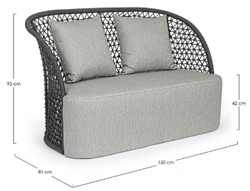 Casa Padrino sofá de jardín de lujo con cojíns gris / antracita 150 x 81 x A. 93 cm - Sofá de jardín y terraza resistente a la intemperie - Muebles de Jardín y Terraza