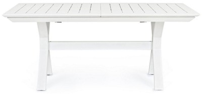 Casa Padrino Luxus Gartentisch Weiß 180-240 x 100 x H. 76 cm - Ausziehbarer Esstisch aus pulverbeschichtetem Aluminium - Luxus Garten & Terrassen Tisch - Luxus Garten & Terrassen Möbel