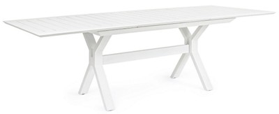 Casa Padrino Luxus Gartentisch Weiß 180-240 x 100 x H. 76 cm - Ausziehbarer Esstisch aus pulverbeschichtetem Aluminium - Luxus Garten & Terrassen Tisch - Luxus Garten & Terrassen Möbel