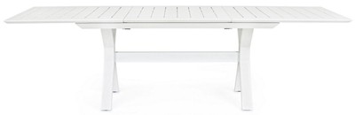 Casa Padrino Luxus Gartentisch Weiß 180-240 x 100 x H. 76 cm - Ausziehbarer Esstisch aus pulverbeschichtetem Aluminium - Luxus Garten & Terrassen Tisch - Luxus Garten & Terrassen Möbel