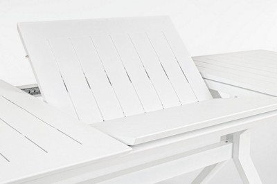 Casa Padrino Luxus Gartentisch Weiß 180-240 x 100 x H. 76 cm - Ausziehbarer Esstisch aus pulverbeschichtetem Aluminium - Luxus Garten & Terrassen Tisch - Luxus Garten & Terrassen Möbel