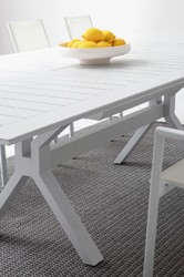 Casa Padrino table de jardin de luxe blanc 180-240 x 100 x H. 76 cm - Table à manger extensible en aluminium thermolaqué - Table de jardin et terrasse - Mobilier de jardin et terrasse de luxe