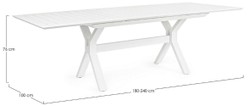 Casa Padrino table de jardin de luxe blanc 180-240 x 100 x H. 76 cm - Table à manger extensible en aluminium thermolaqué - Table de jardin et terrasse - Mobilier de jardin et terrasse de luxe