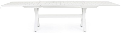 Casa Padrino Luxus Gartentisch Weiß 200-300 x 110 x H. 76 cm - Ausziehbarer Esstisch aus pulverbeschichtetem Aluminium - Luxus Garten & Terrassen Tisch - Luxus Garten & Terrassen Möbel
