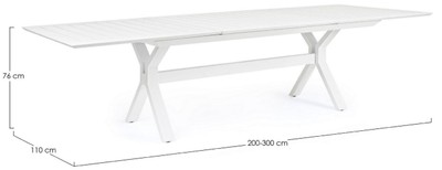 Casa Padrino Luxus Gartentisch Weiß 200-300 x 110 x H. 76 cm - Ausziehbarer Esstisch aus pulverbeschichtetem Aluminium - Luxus Garten & Terrassen Tisch - Luxus Garten & Terrassen Möbel