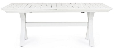 Casa Padrino Luxus Gartentisch Weiß 200-300 x 110 x H. 76 cm - Ausziehbarer Esstisch aus pulverbeschichtetem Aluminium - Luxus Garten & Terrassen Tisch - Luxus Garten & Terrassen Möbel
