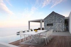 Ausziehbarer Luxus Aluminium Garten Terrassen Tisch Esstisch Weiß Extendable Luxury Aluminum Garden Patio Table Dining Table White