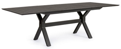 Casa Padrino Luxus Gartentisch Anthrazit 180-240 x 100 x H. 76 cm - Ausziehbarer Esstisch aus pulverbeschichtetem Aluminium - Luxus Garten & Terrassen Tisch - Luxus Garten & Terrassen Möbel