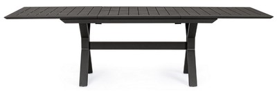 Casa Padrino Luxus Gartentisch Anthrazit 180-240 x 100 x H. 76 cm - Ausziehbarer Esstisch aus pulverbeschichtetem Aluminium - Luxus Garten & Terrassen Tisch - Luxus Garten & Terrassen Möbel