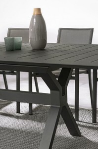 Casa Padrino Luxus Gartentisch Anthrazit 180-240 x 100 x H. 76 cm - Ausziehbarer Esstisch aus pulverbeschichtetem Aluminium - Luxus Garten & Terrassen Tisch - Luxus Garten & Terrassen Möbel