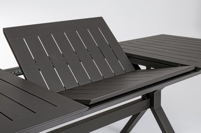 Casa Padrino Luxus Gartentisch Anthrazit 180-240 x 100 x H. 76 cm - Ausziehbarer Esstisch aus pulverbeschichtetem Aluminium - Luxus Garten & Terrassen Tisch - Luxus Garten & Terrassen Möbel