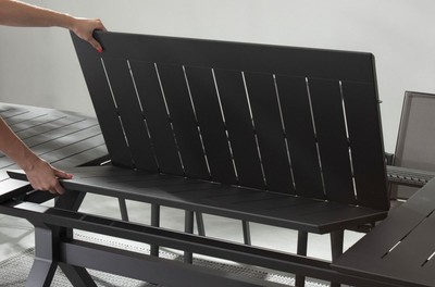 Casa Padrino Luxus Gartentisch Anthrazit 180-240 x 100 x H. 76 cm - Ausziehbarer Esstisch aus pulverbeschichtetem Aluminium - Luxus Garten & Terrassen Tisch - Luxus Garten & Terrassen Möbel