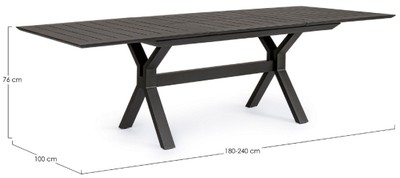 Casa Padrino Luxus Gartentisch Anthrazit 180-240 x 100 x H. 76 cm - Ausziehbarer Esstisch aus pulverbeschichtetem Aluminium - Luxus Garten & Terrassen Tisch - Luxus Garten & Terrassen Möbel