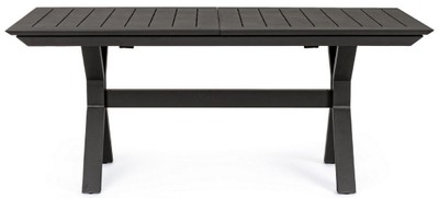 Casa Padrino Luxus Gartentisch Anthrazit 180-240 x 100 x H. 76 cm - Ausziehbarer Esstisch aus pulverbeschichtetem Aluminium - Luxus Garten & Terrassen Tisch - Luxus Garten & Terrassen Möbel