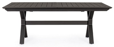 Casa Padrino Luxus Gartentisch Anthrazit 200-300 x 110 x H. 76 cm - Ausziehbarer Esstisch aus pulverbeschichtetem Aluminium - Luxus Garten & Terrassen Tisch - Luxus Garten & Terrassen Möbel