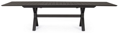 Casa Padrino Luxus Gartentisch Anthrazit 200-300 x 110 x H. 76 cm - Ausziehbarer Esstisch aus pulverbeschichtetem Aluminium - Luxus Garten & Terrassen Tisch - Luxus Garten & Terrassen Möbel