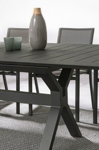 Casa Padrino Luxus Gartentisch Anthrazit 200-300 x 110 x H. 76 cm - Ausziehbarer Esstisch aus pulverbeschichtetem Aluminium - Luxus Garten & Terrassen Tisch - Luxus Garten & Terrassen Möbel