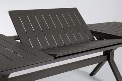 Casa Padrino Luxus Gartentisch Anthrazit 200-300 x 110 x H. 76 cm - Ausziehbarer Esstisch aus pulverbeschichtetem Aluminium - Luxus Garten & Terrassen Tisch - Luxus Garten & Terrassen Möbel