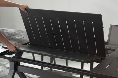 Casa Padrino Luxus Gartentisch Anthrazit 200-300 x 110 x H. 76 cm - Ausziehbarer Esstisch aus pulverbeschichtetem Aluminium - Luxus Garten & Terrassen Tisch - Luxus Garten & Terrassen Möbel