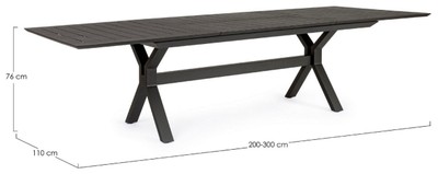 Casa Padrino Luxus Gartentisch Anthrazit 200-300 x 110 x H. 76 cm - Ausziehbarer Esstisch aus pulverbeschichtetem Aluminium - Luxus Garten & Terrassen Tisch - Luxus Garten & Terrassen Möbel